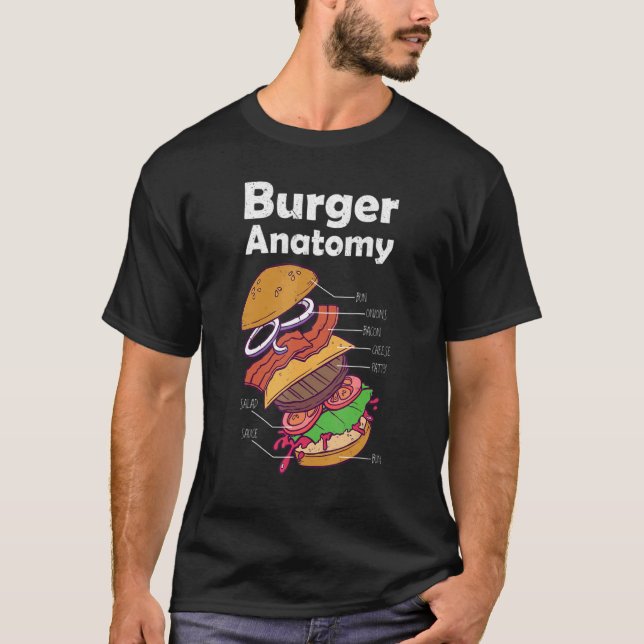 Camiseta Hamburger Comida Gráfica Anatomia Cheeseburge (Frente)