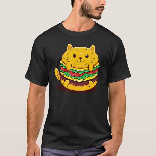Camiseta Hamburger de Gato Fofo (Frente)