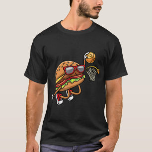 Camiseta Hamburger Jogando Basquete Rápido de Comida