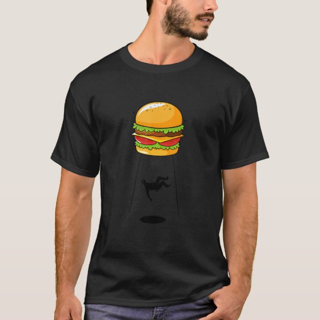 Camiseta Hamburger OFO I Love Hamburgers Alienígena Abdução (Frente)