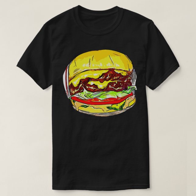 Camiseta Hamburger Shirt Burger Shirt Cheeseburger Burger L (Frente do Design)