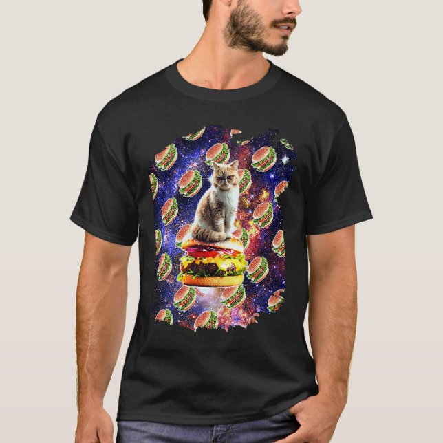 Camiseta Hamburger Space Cat On Burger (Frente)