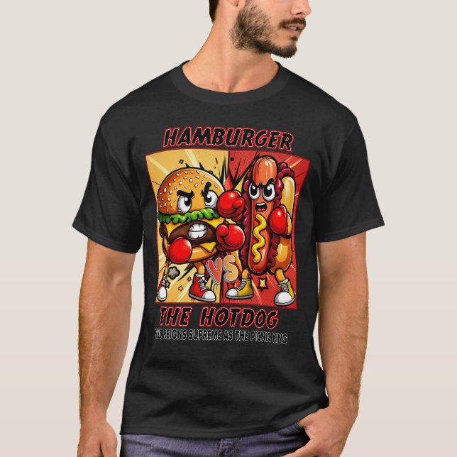 Camiseta Hamburger vs Hotdog - Picnic King (Frente)