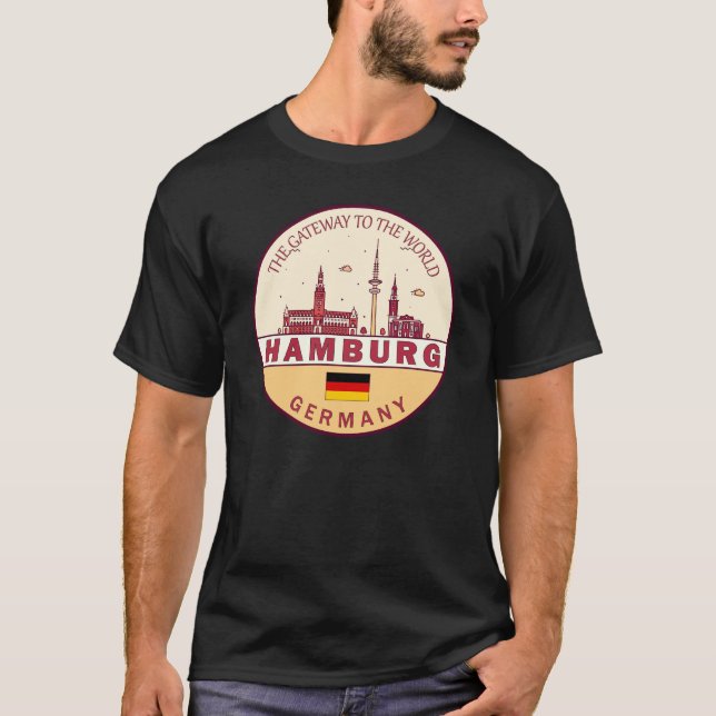 Camiseta Hamburgo, Alemanha, Skyline Emblem (Frente)