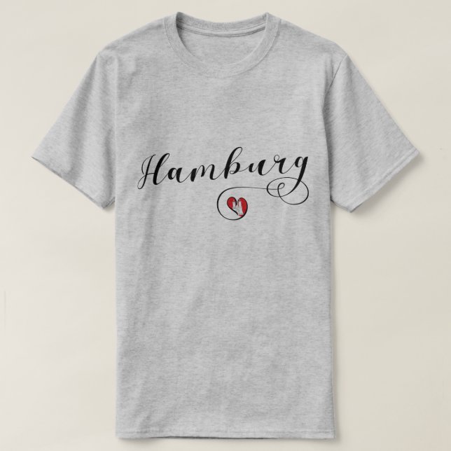 Camiseta Hamburgo Flag In Heart, I Love Hamburg (Frente do Design)