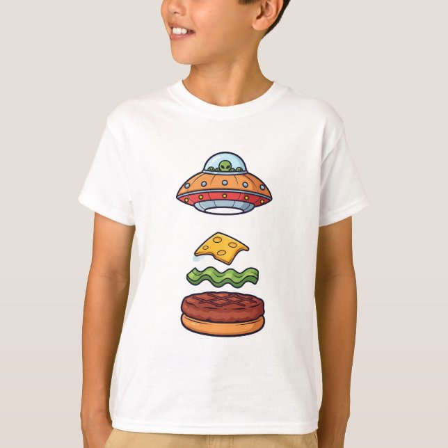 Camiseta Hambúrguer Alien Espacial Infantil UFO (Frente)
