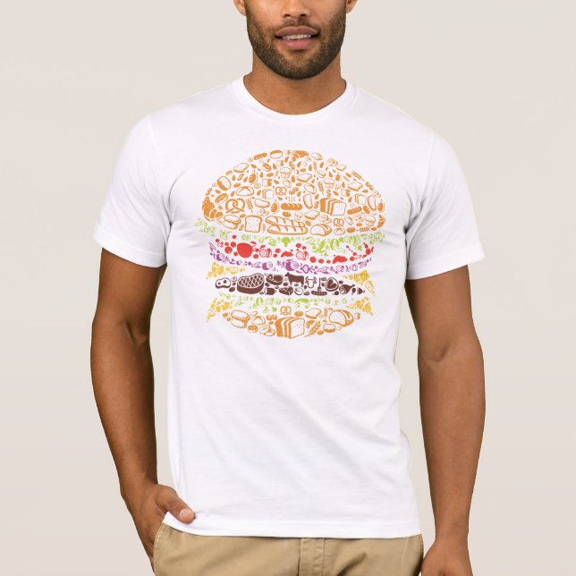 Camiseta Hambúrguer, comida, pão, comida rápida, grelhado (Frente)