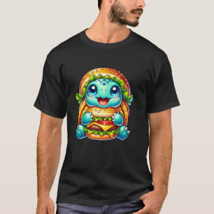 Camiseta Hambúrguer de Cachorro de Tartaruga Fofa Comida Rá