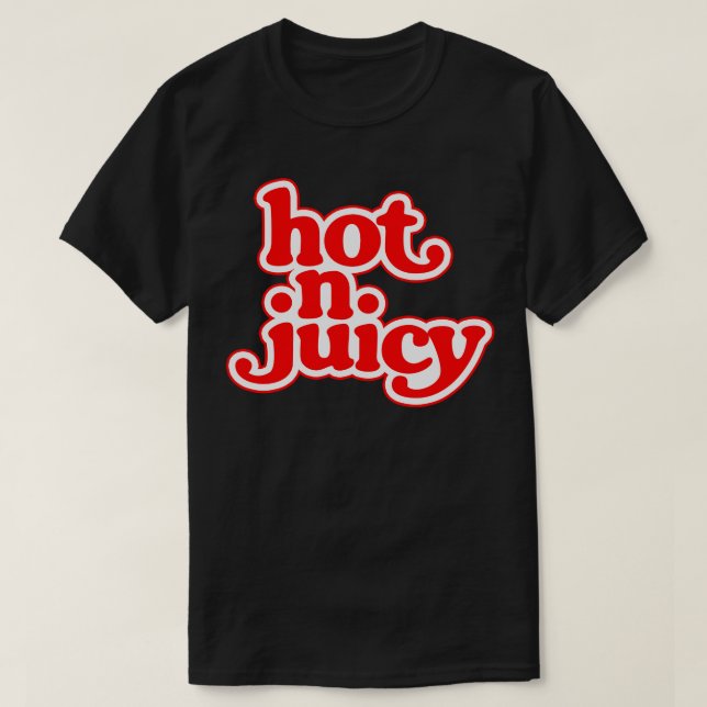 Camiseta Hambúrguer de cheeseburger quente N Juicy 70s - co (Frente do Design)