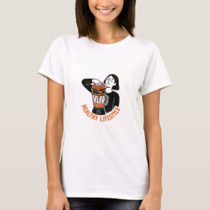Camiseta Hambúrguer de Estilo de Vida Saudável Engraçado Li