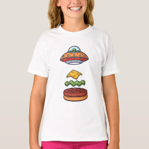 Camiseta Hambúrguer Infantil Desconstruído de OVNI Alien