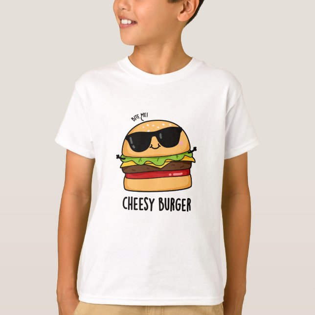 Camiseta Hambúrguer Queijoso Piadas Engraçadas de Comida  (Frente)