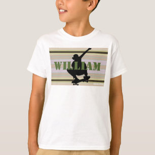 Camiseta HAMbWG - Faixa de Okra com Skateboarder