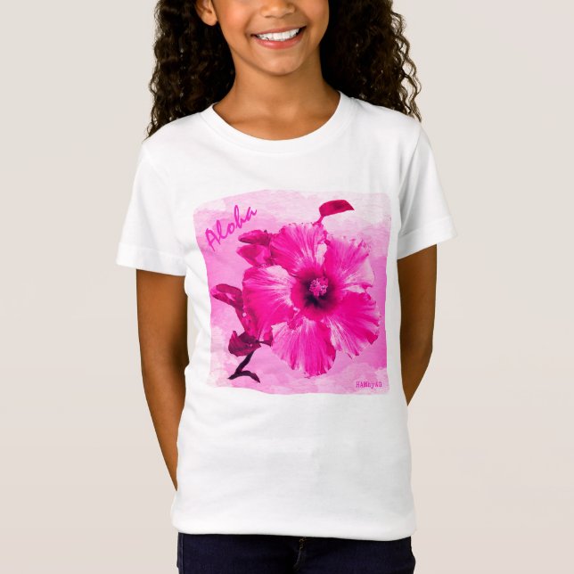 Camiseta HAMbyWG - Hibisco do Havaí, cor-de-rosa brilhante, (Frente)