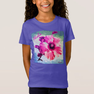 Camiseta HAMbyWG - Hibiscus do Havaí roxo feminino