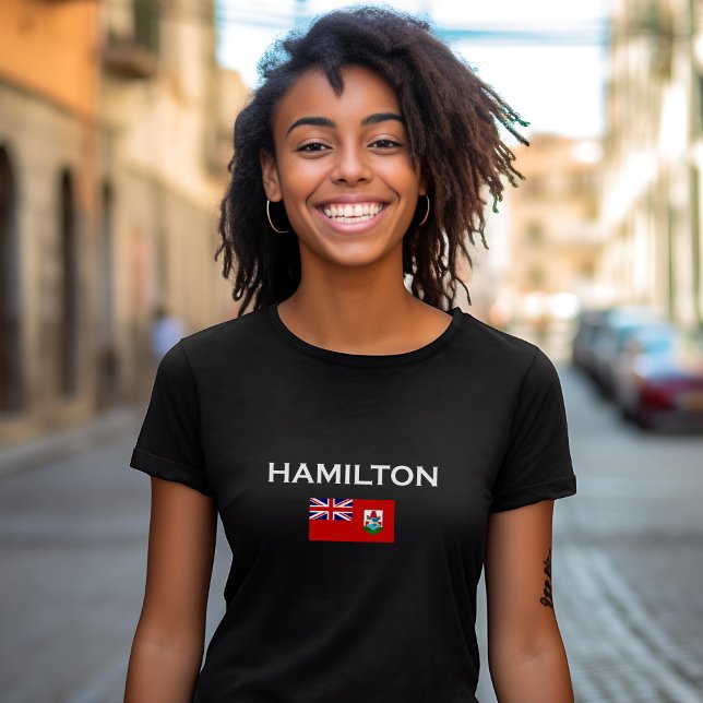 Camiseta Hamilton Bermuda - Sinalizador do País - Cor Escur (Criador carregado)
