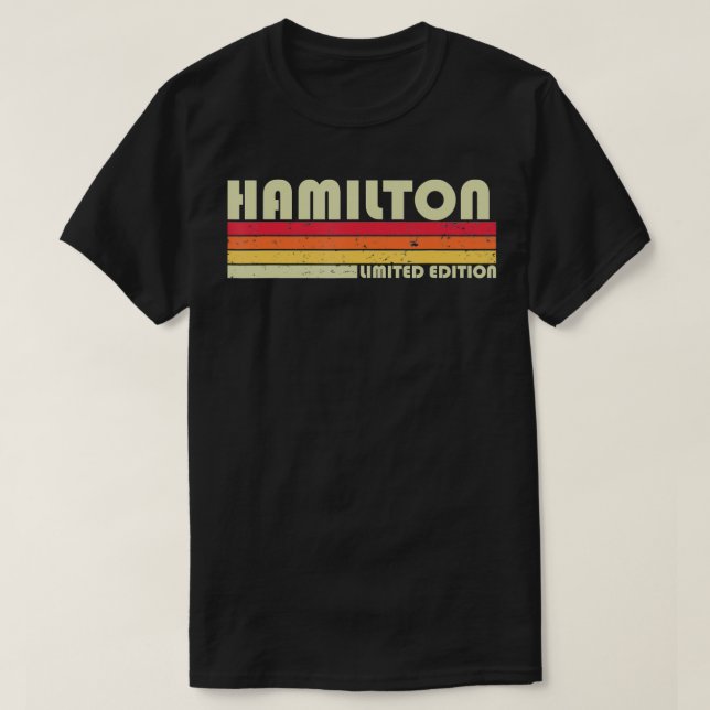 Camiseta HAMILTON Surname Funny Retro Vintage 80s Aniversár (Frente do Design)