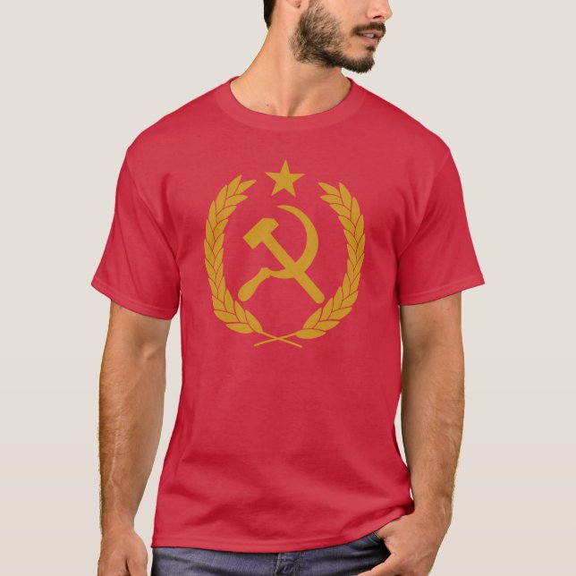 Camiseta Hammer and Sickle - Yellow Communist Emblem (Frente)