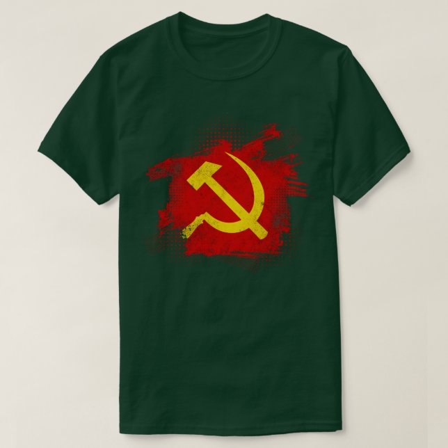 Camiseta Hammer Sickle União Soviética Comunismo 2 (Frente do Design)