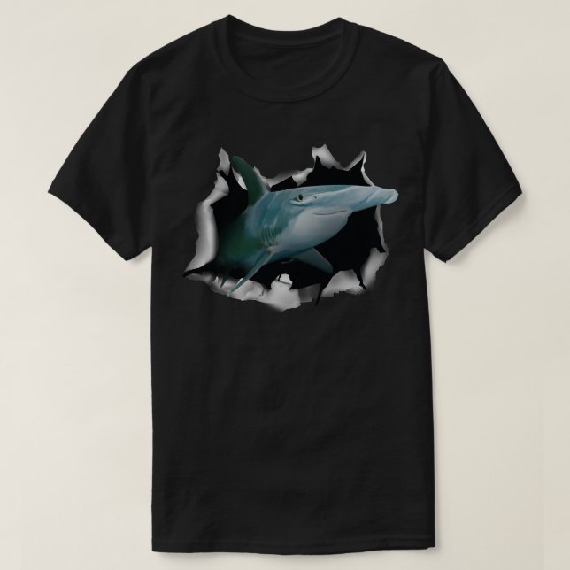 Camiseta Hammerhead Shark Breaking Clothes Shark Outfit Gif (Frente do Design)