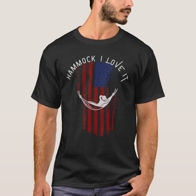Camiseta Hammock, adoro-o com a bandeira americana (Frente)