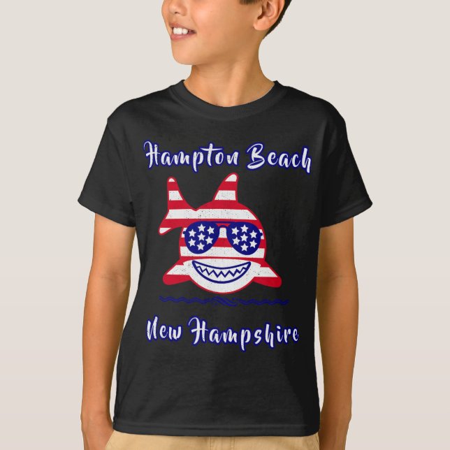 Camiseta Hampton Beach New Hampshire Patriotic Usa Flag Whi (Frente)