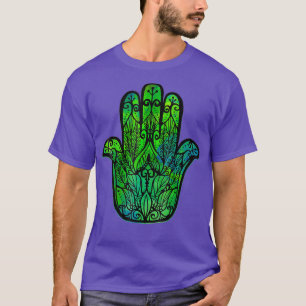 Camiseta Hamsa Árabe e Hebraico Amulet Proteção dos Olho
