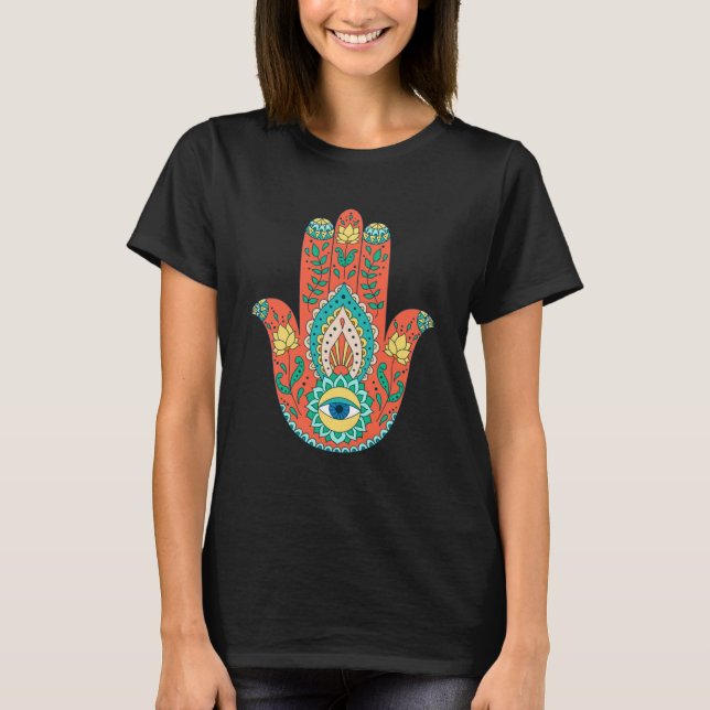 Camiseta Hamsa Hand Yogi Hams Amulet Color Fatima ON (Frente)