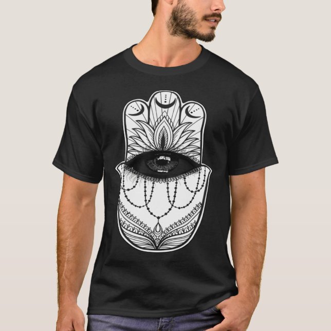 Camiseta Hamsa Hand Yogi Hand Hams Amulet Good Luck Charm B (Frente)
