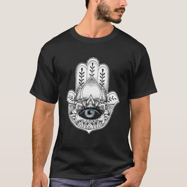 Camiseta Hamsa Hand Yogi Hand Hams Amulet Good Luck Charm O (Frente)