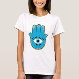 Camiseta Hamsa Mão Grego Mau Olho Azul