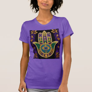 Camiseta Hamsa Terceiro Olho Dourado Ornamentado