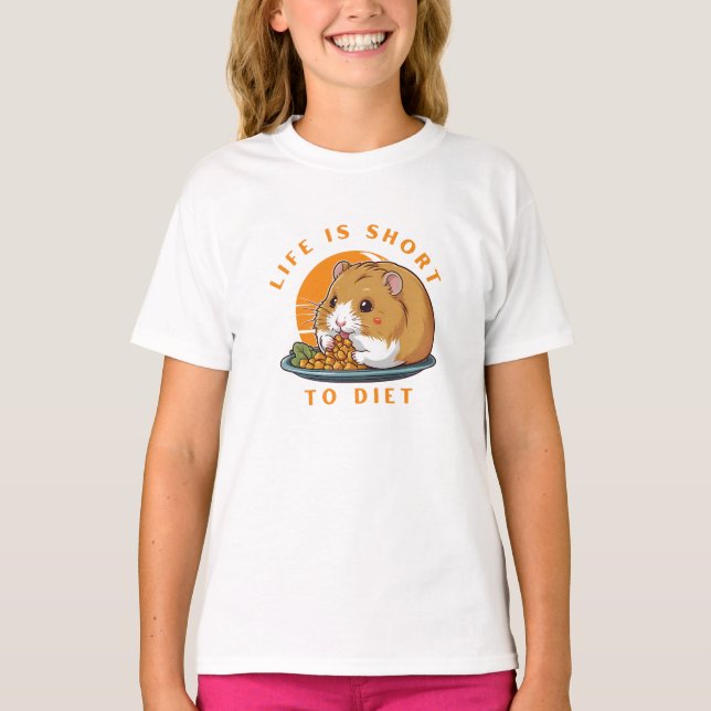 Camiseta Hamster, a vida é muito curta para dieta (Frente)