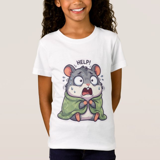 Camiseta Hamster Assustado Engraçado Meme de AJUDA Comicame (Frente)
