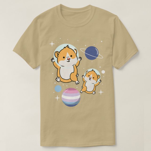 Camiseta Hamster Astronaut Bigender Pride  (Frente do Design)