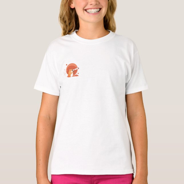 Camiseta Hamster Astrônomo Observando as Estrelas Crianças (Frente)