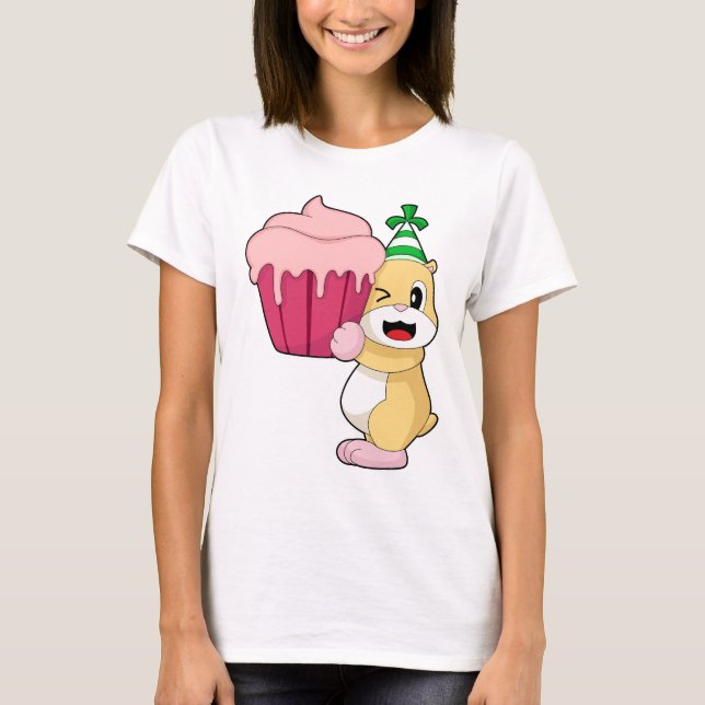 Camiseta Hamster Birthday Cupcake (Frente)