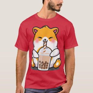 Camiseta Hamster Boba Tea Funny Rodent Bebendo Bubble Tea