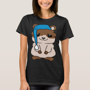 Camiseta Hamster Bonito Boné Sono Anéis Sonolentos Cansado 