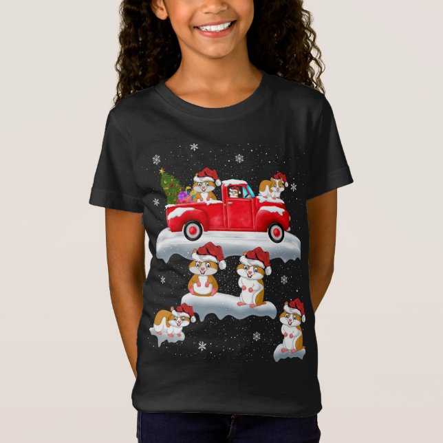 Camiseta Hamster C do Hamster Red Truck da Árvore de Natal (Frente)