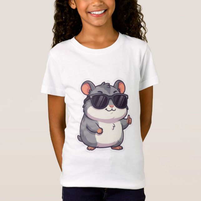 Camiseta Hamster Chibi Legal com Óculos de Sol Meme Diverti (Frente)
