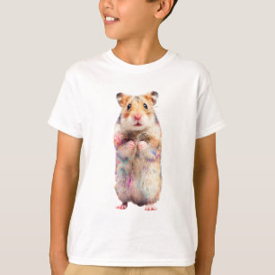 Camiseta Hamster Colorido Artístico para Crianças