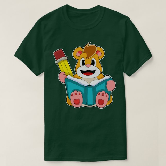 Camiseta Hamster com Caneta de Livro (Frente do Design)