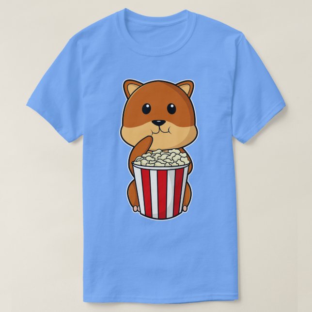 Camiseta Hamster com Cone de Popcorn 1 (Frente do Design)
