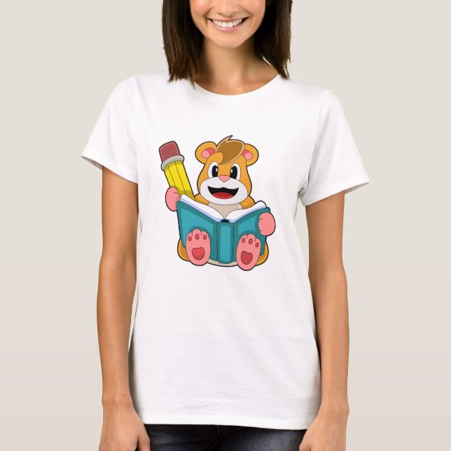 Camiseta Hamster com Livro e Caneta (Frente)
