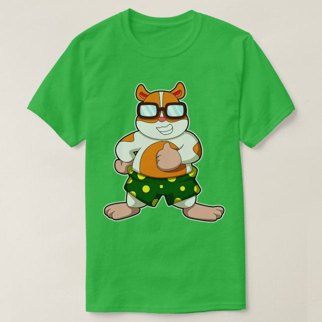 Camiseta Hamster com óculos escuros coloridos (Frente do Design)