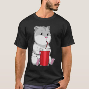 Camiseta Hamster com palha de Mug e Bebendo