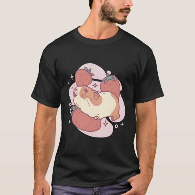 Camiseta Hamster Com Quadrinhos De Morangos Para (Frente)