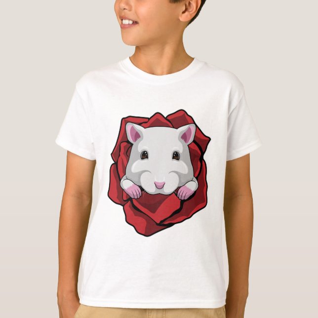 Camiseta Hamster com Rosa (Frente)