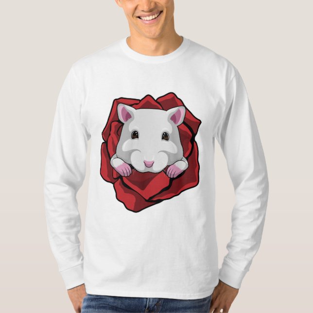 Camiseta Hamster com Rosa (Frente)
